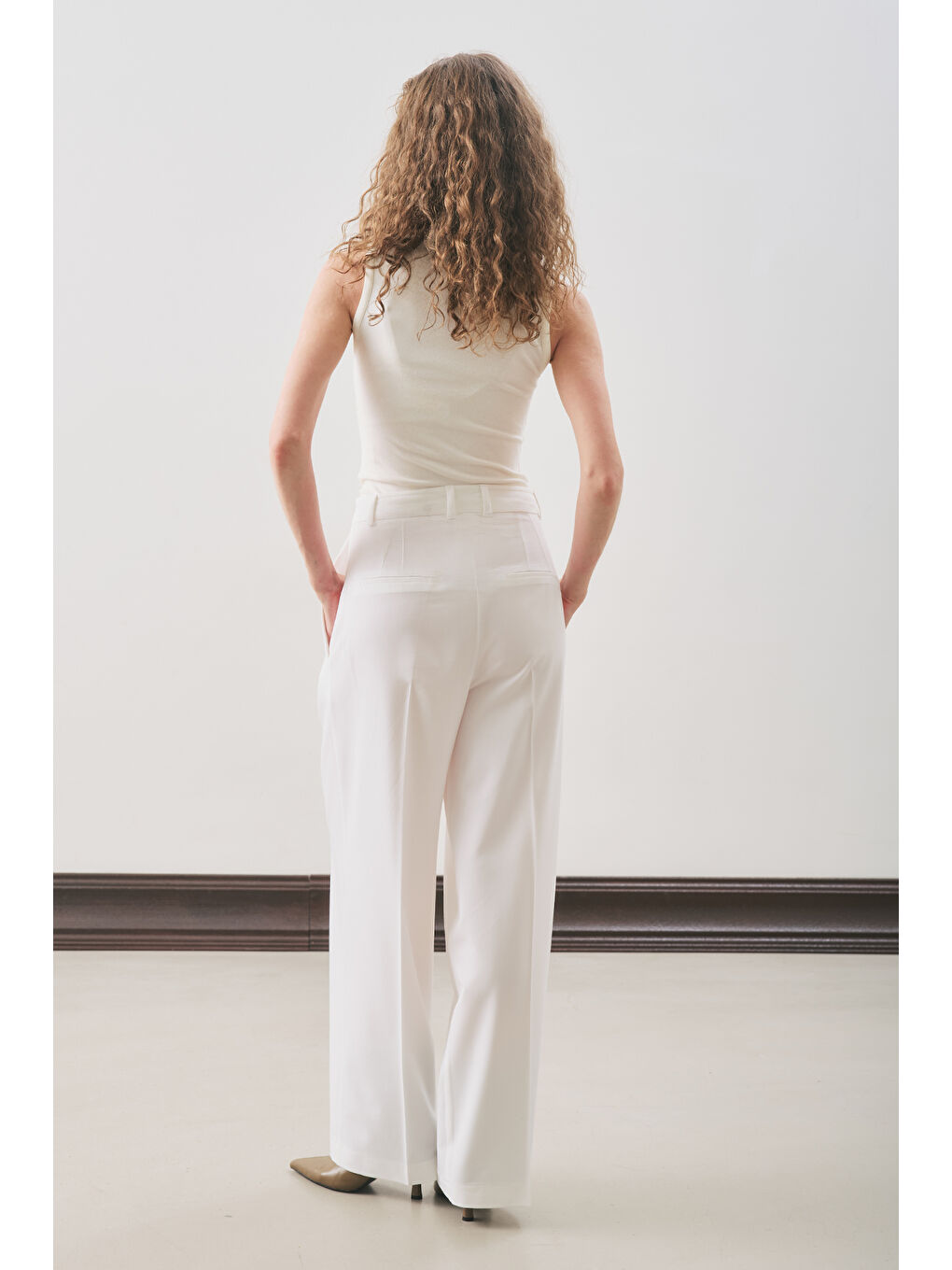 Classıc Pileli Pantolon Ekru-7