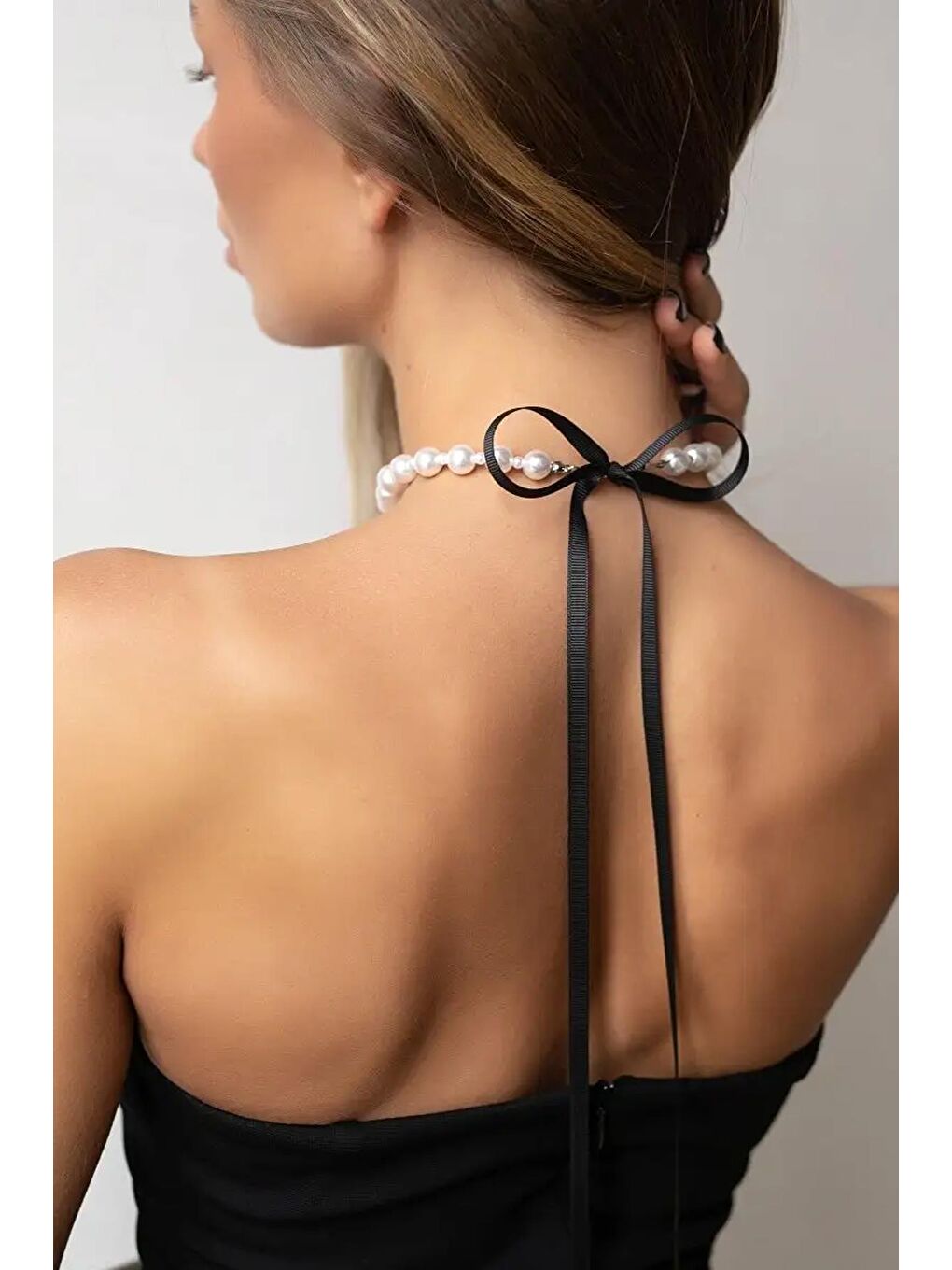 New Obsessions Beyaz Thèoigne Kurdela Detaylı İnci Choker Kolye - 4