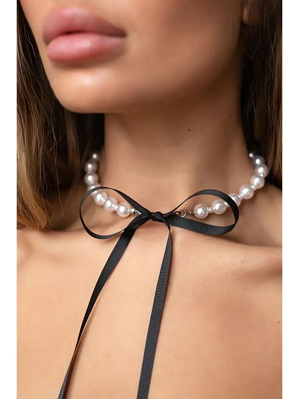 New Obsessions Beyaz Thèoigne Kurdela Detaylı İnci Choker Kolye - 6