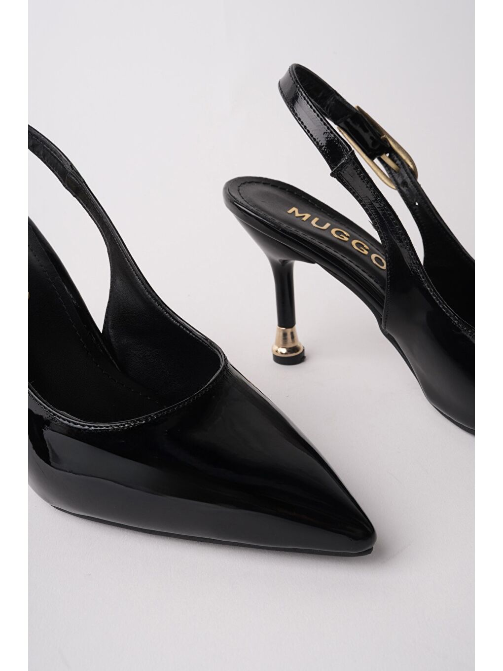 Siyah CHİC Sivri Burun Arkası Açık Kadın Topuklu Ayakkabı-2