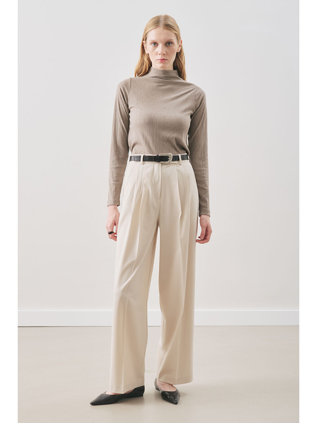 Classıc Pileli Pantolon Bej-1