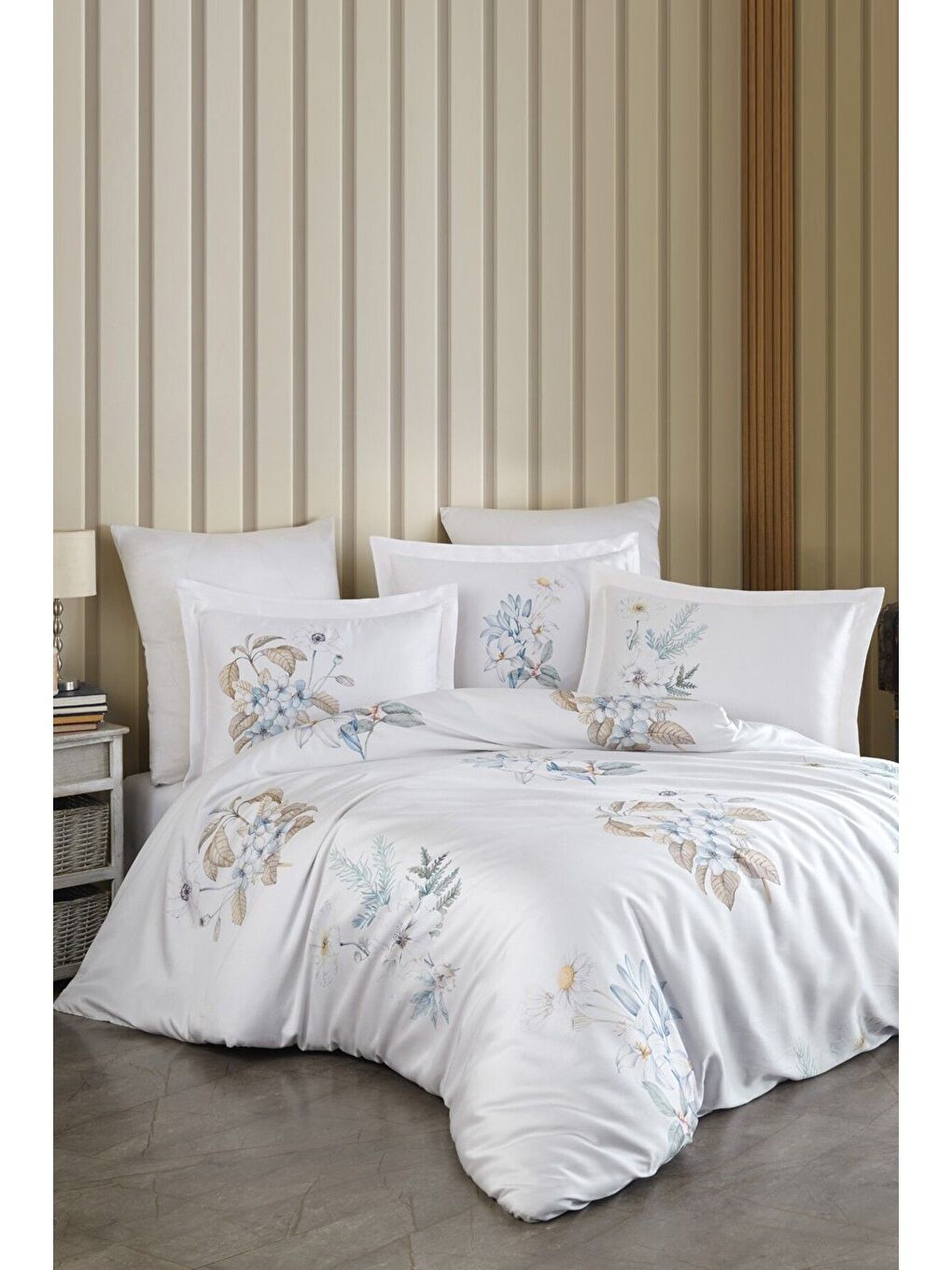 Beyaz Lyocell Çift Kişilik Nevresim Takımı Alessa