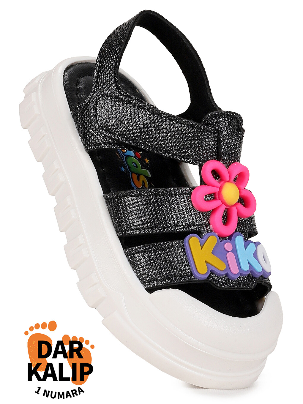 Siyah Jelly Simli Hafif Taban Kız Çocuk Sandalet-1