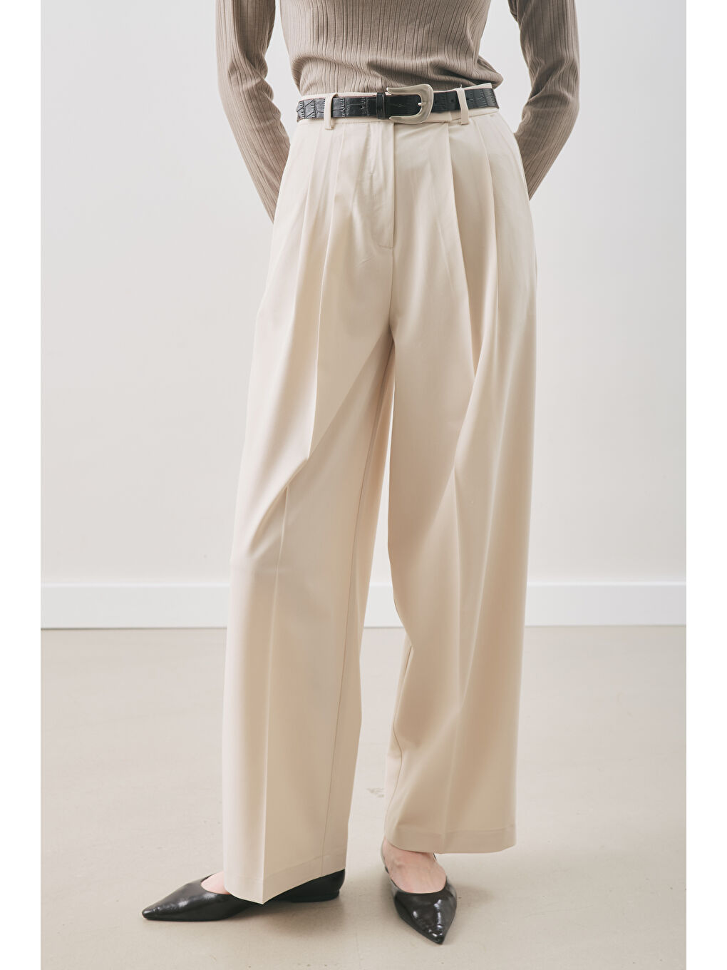 Classıc Pileli Pantolon Bej-2