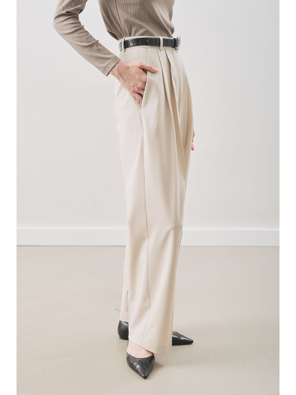 Classıc Pileli Pantolon Bej-3