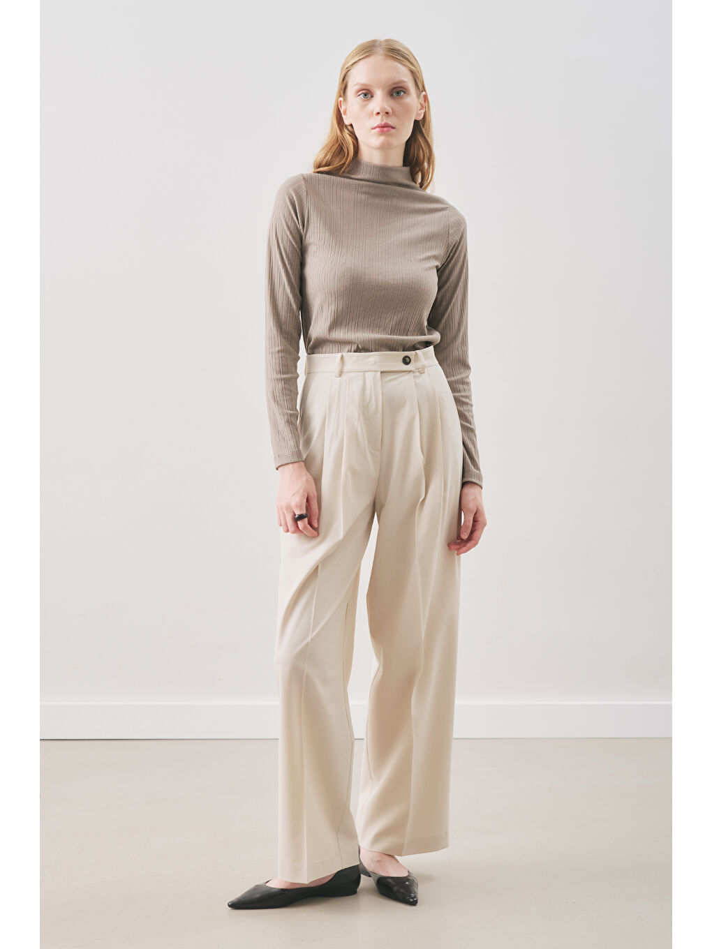 Classıc Pileli Pantolon Bej-5