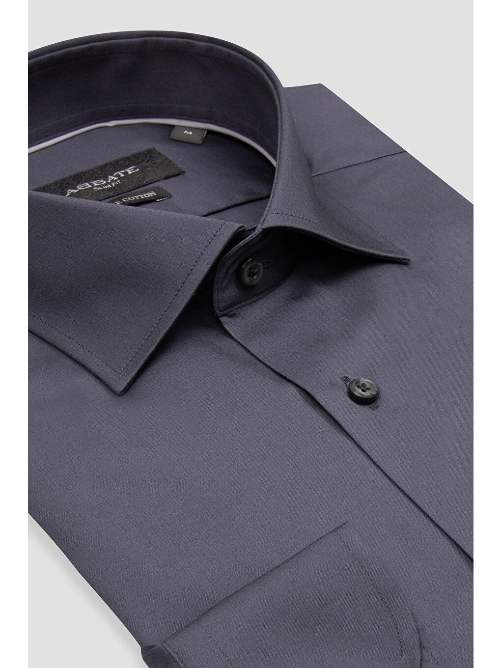 Donatello Saten Pamuklu Slim Fit Antrasit Klasik Yaka Erkek Düz Gömlek-1