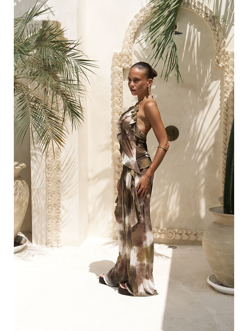 Sulliven Fırfır Detay Yeşil Crop Pantolon Takım-2