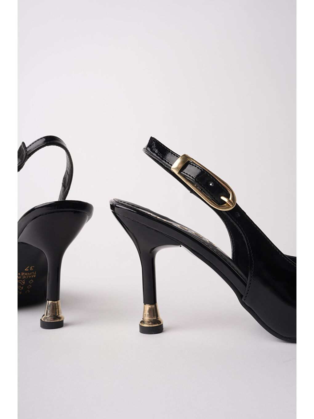 Siyah CHİC Sivri Burun Arkası Açık Kadın Topuklu Ayakkabı-4
