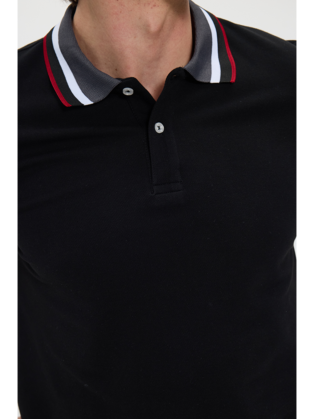 Erkek Slim Fit Dar Kesim %100 Pamuk Siyah Polo Yaka Tişört-3