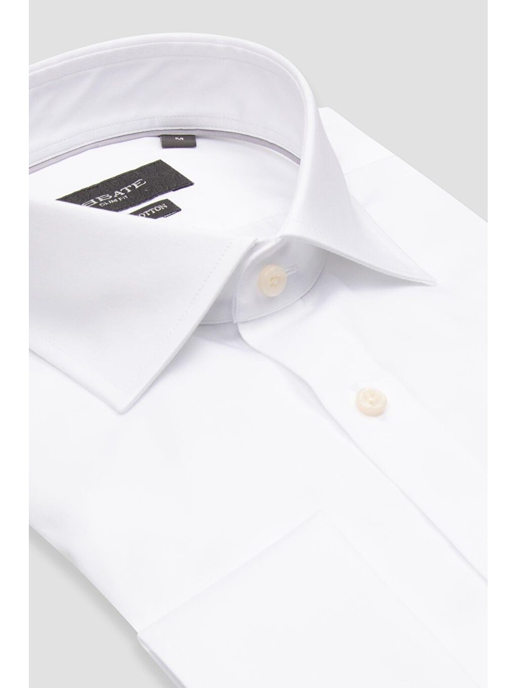 Francesco Saten Pamuklu Slim Fit Beyaz Klasik Yaka Erkek Düz Gömlek-1