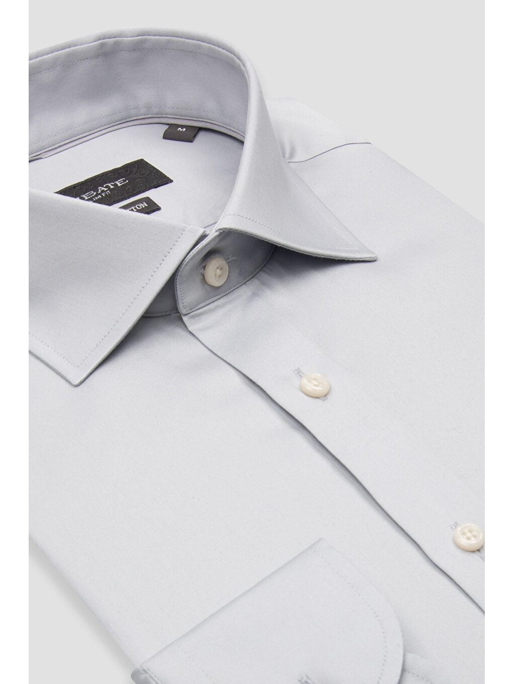 Donatello Saten Pamuklu Slim Fit Açık Gri Klasik Yaka Erkek Düz Gömlek-1