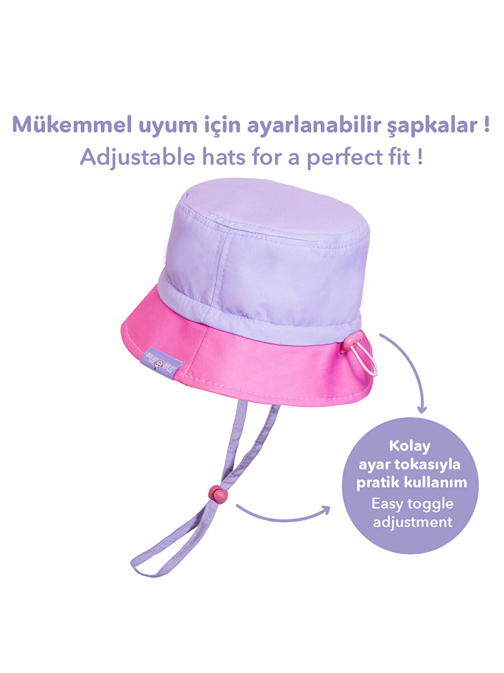 Pembe Pırıltılı Deniz Kızı Ayarlanabilir Yazlık Bebek Şapkası 0-18 Ay-5