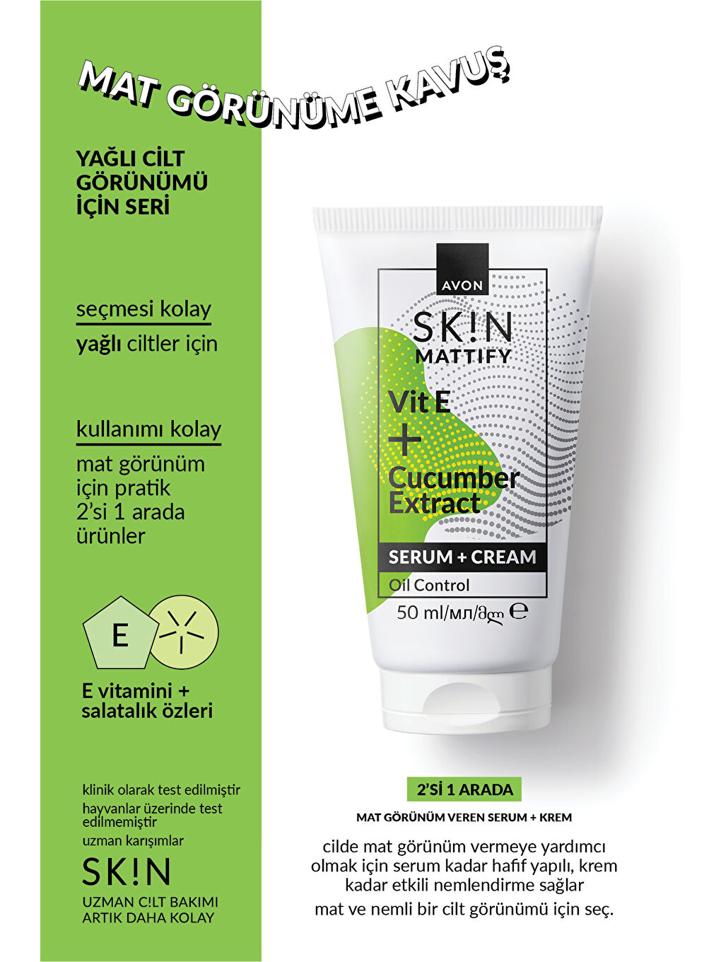 SK!N Mat Görünüm Veren Serum + Krem 50 Ml.-2