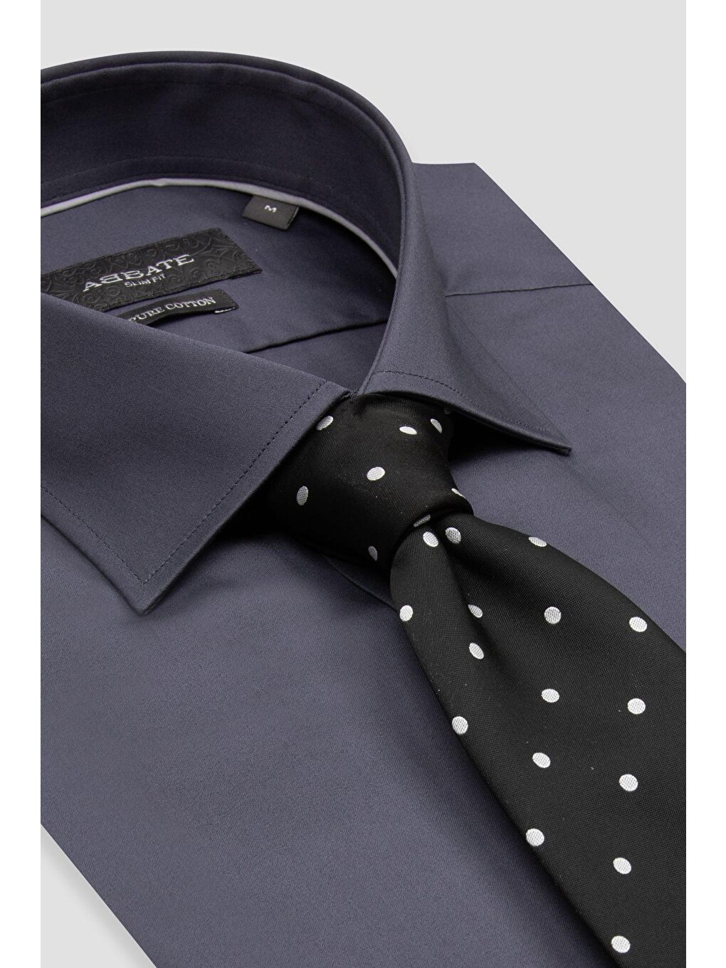 Donatello Saten Pamuklu Slim Fit Antrasit Klasik Yaka Erkek Düz Gömlek-5