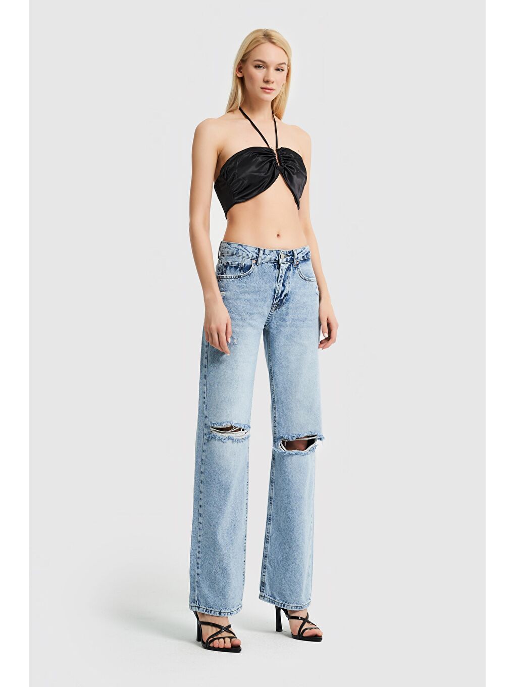 Mavi Kadın Jean Rengi Dizden Yırtık Straight Fit Denim-2