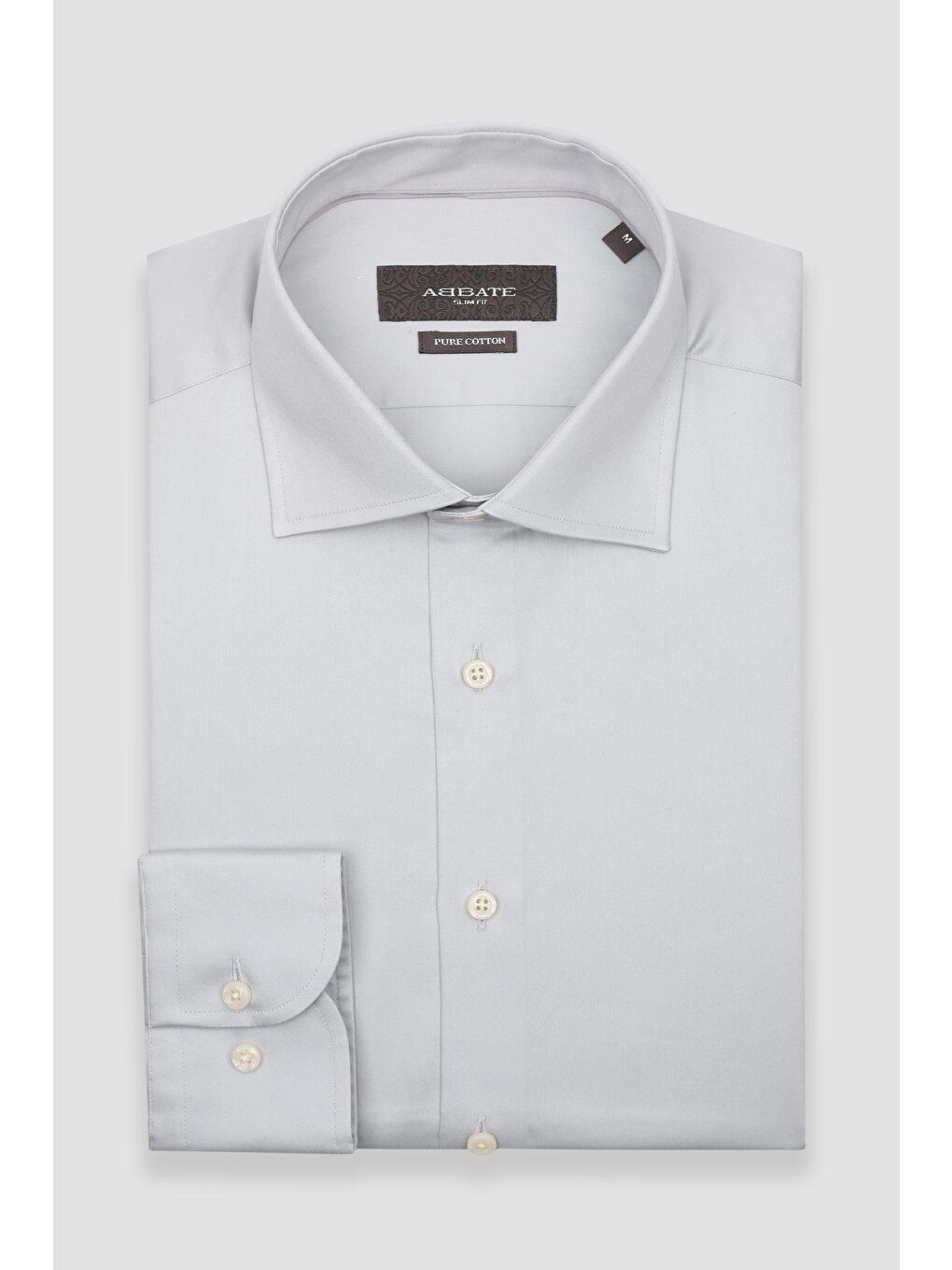 Donatello Saten Pamuklu Slim Fit Açık Gri Klasik Yaka Erkek Düz Gömlek-4