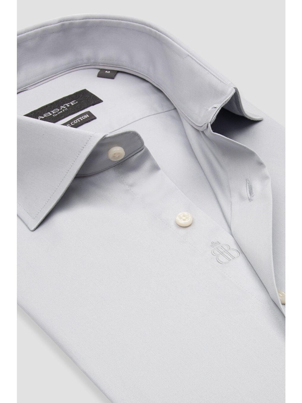 Donatello Saten Pamuklu Slim Fit Açık Gri Klasik Yaka Erkek Düz Gömlek-5