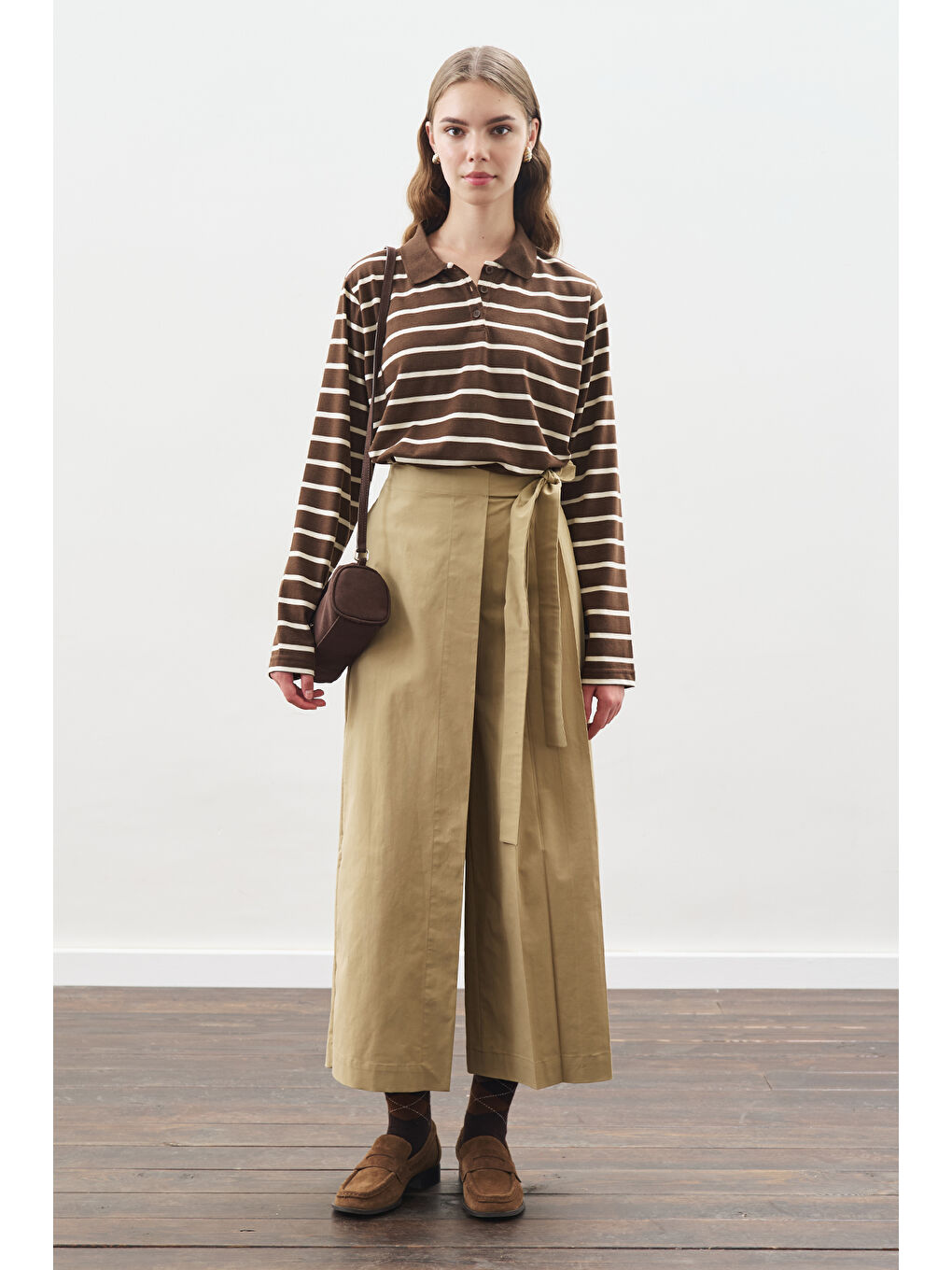 Kahverengi Etek Görünümlü Pantolon Kamel-2