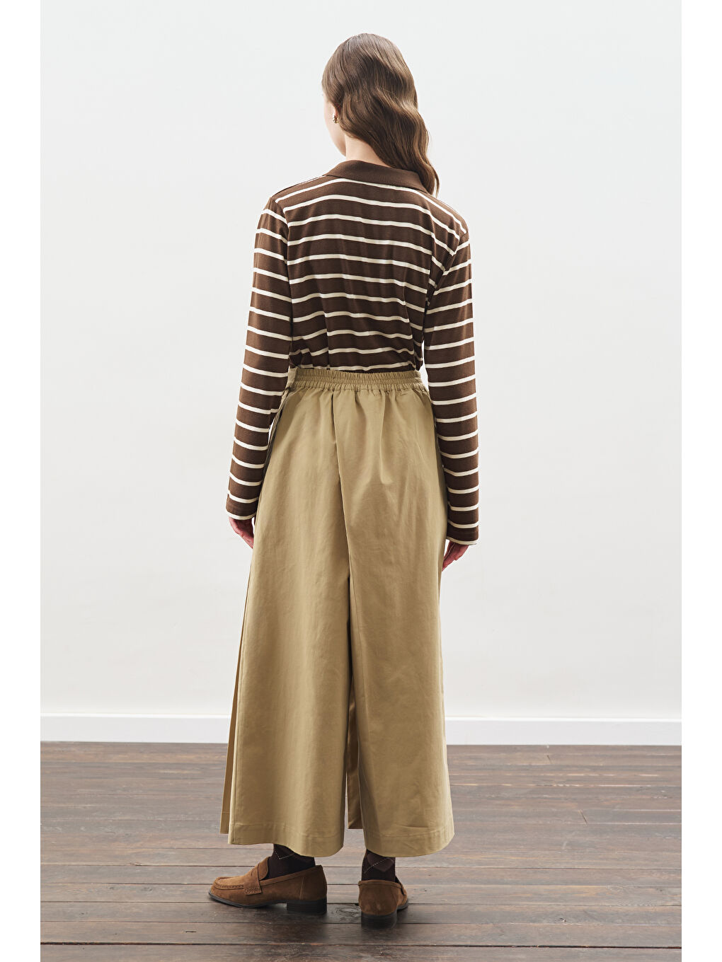 Kahverengi Etek Görünümlü Pantolon Kamel-5