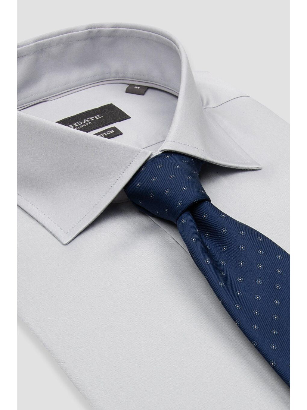 Donatello Saten Pamuklu Slim Fit Açık Gri Klasik Yaka Erkek Düz Gömlek-6