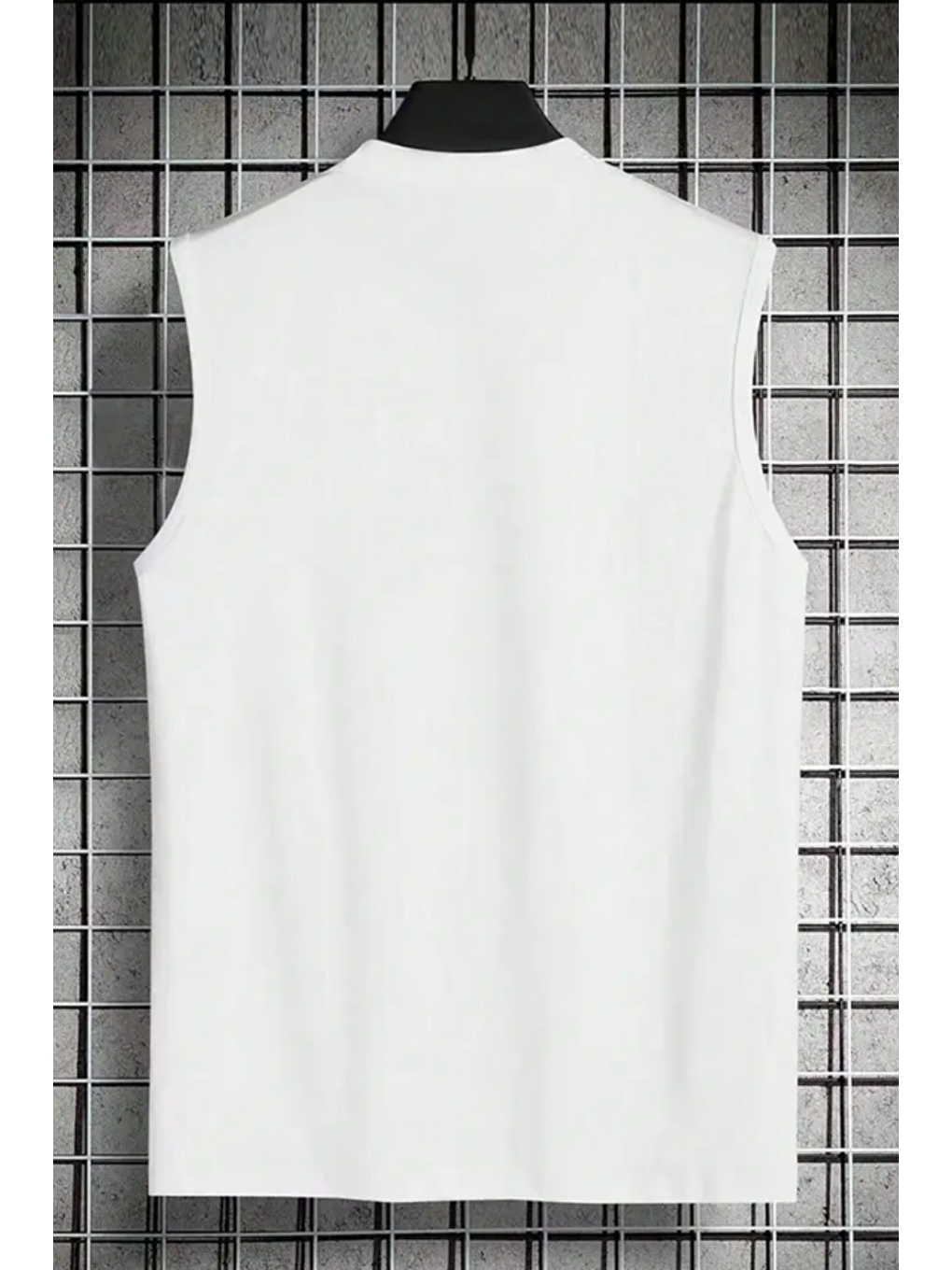Beyaz Kolsuz Erkek Sıfır Kol Oversize %100 Pamuk Kolsuz Tişört-1