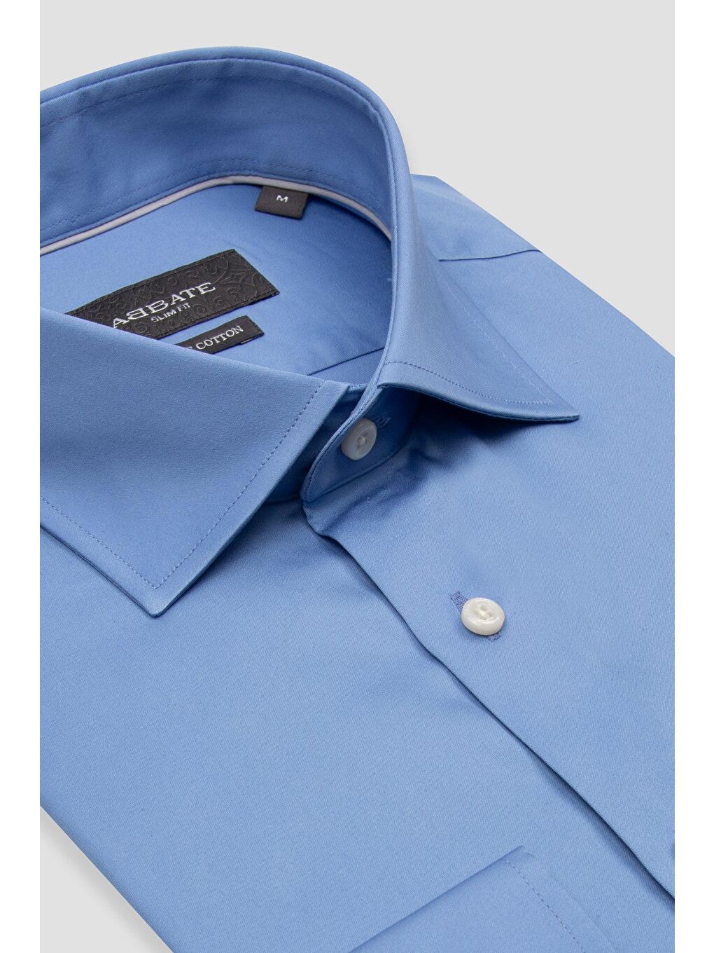 Donatello Saten Pamuklu Slim Fit Koyu Mavi Klasik Yaka Erkek Düz Gömlek-1