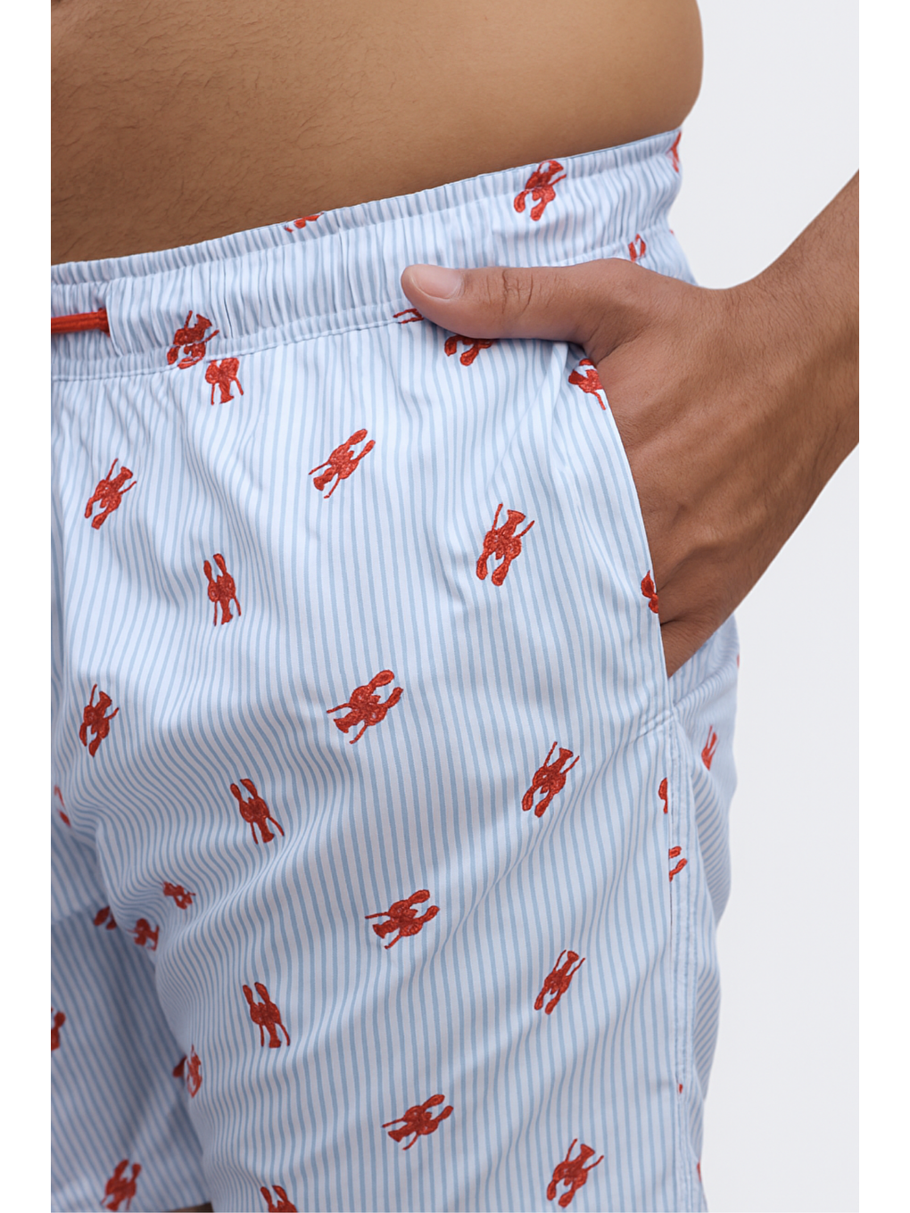 Erkek Frill Wave Istakoz Desenli Deniz Şortu Mavi-1