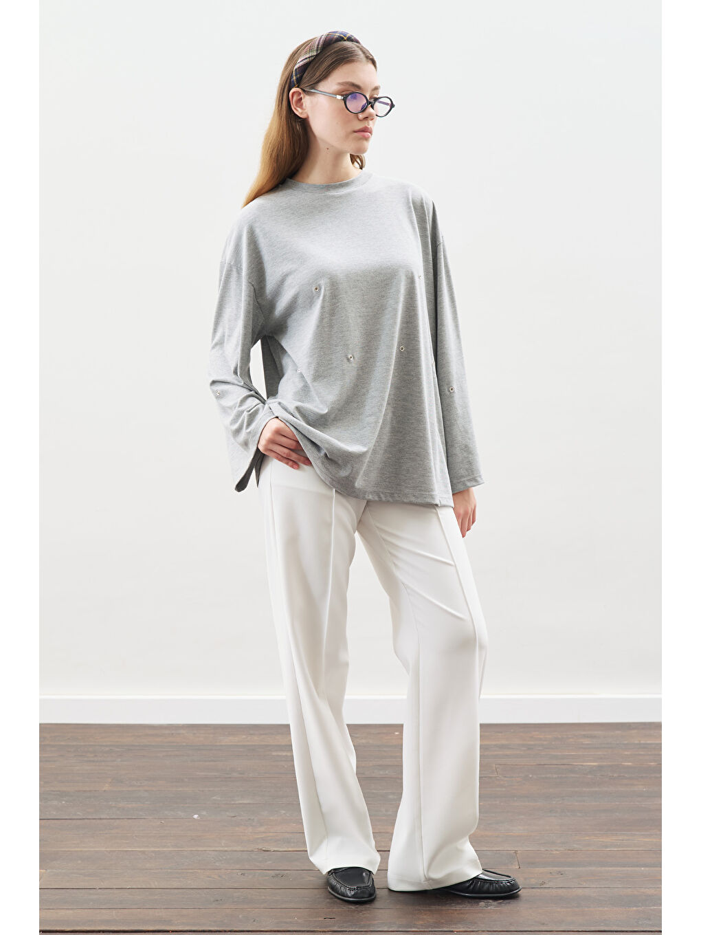 Çıtçıt Ayarlamalı Tshırt Gri Melanj-1