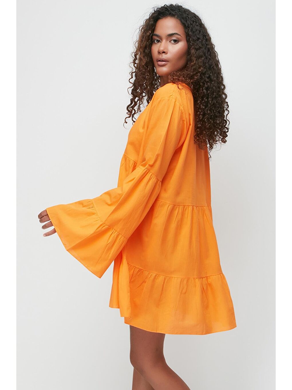 Turuncu Pareo Plaj Elbisesi 22329 Oranj Neon-3