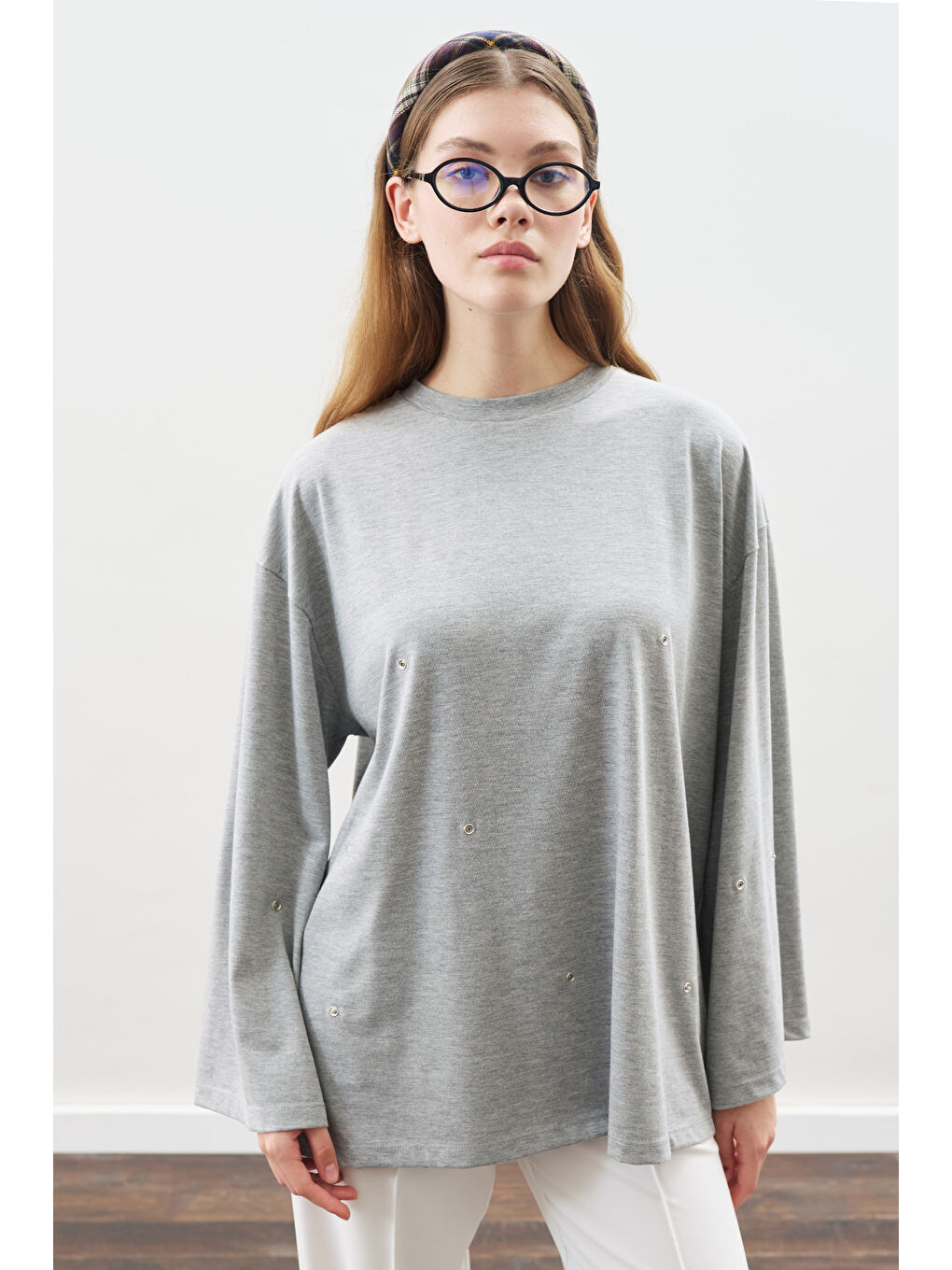 Çıtçıt Ayarlamalı Tshırt Gri Melanj-2