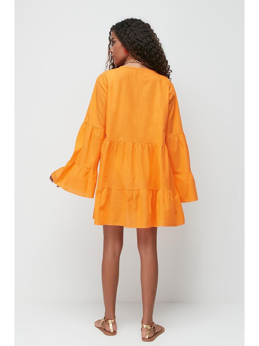 Turuncu Pareo Plaj Elbisesi 22329 Oranj Neon-4