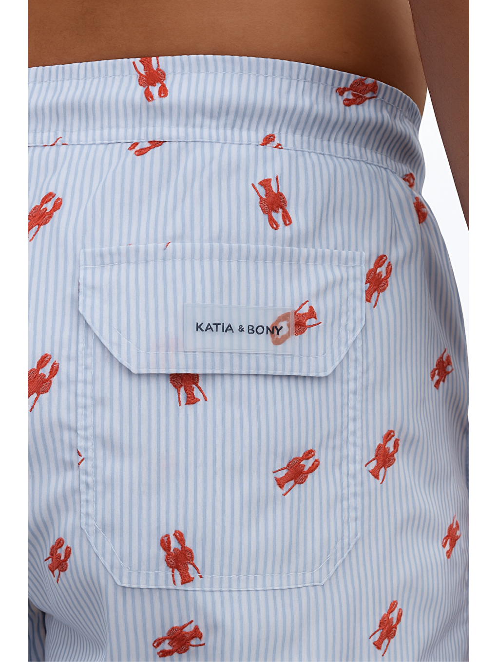 Erkek Frill Wave Istakoz Desenli Deniz Şortu Mavi-2