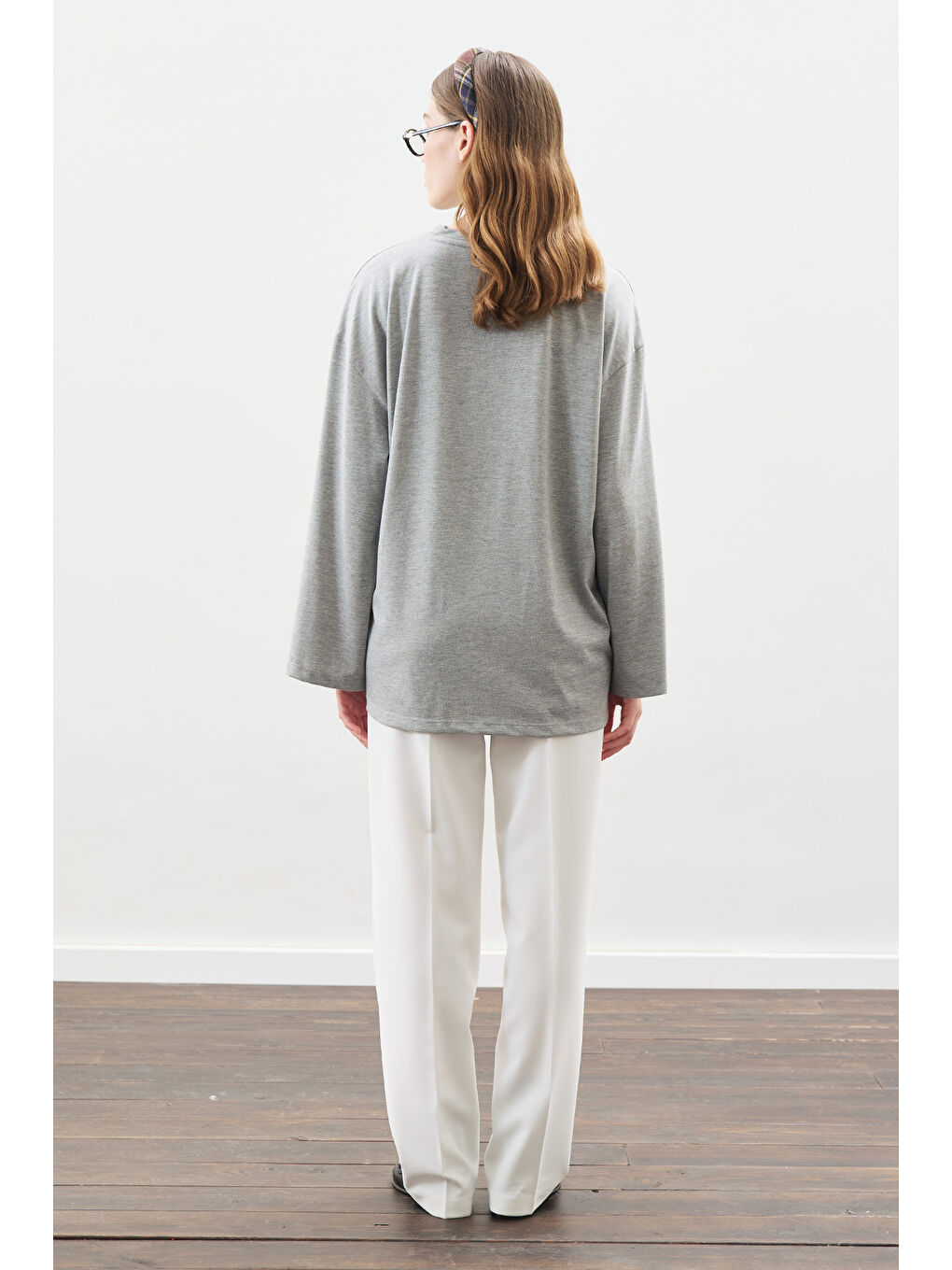 Çıtçıt Ayarlamalı Tshırt Gri Melanj-5