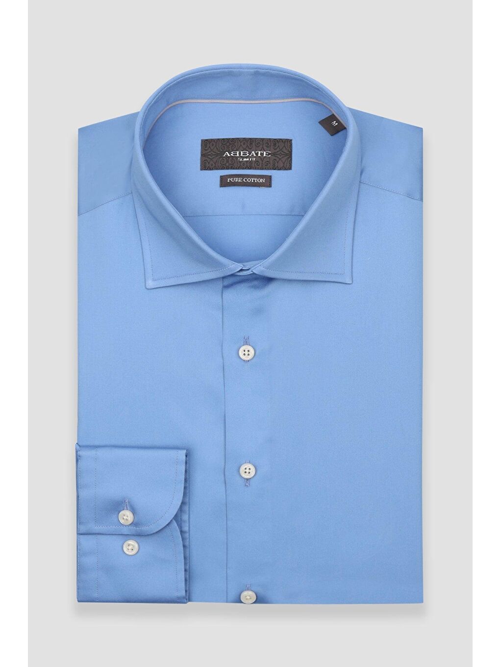 Donatello Saten Pamuklu Slim Fit Koyu Mavi Klasik Yaka Erkek Düz Gömlek-4