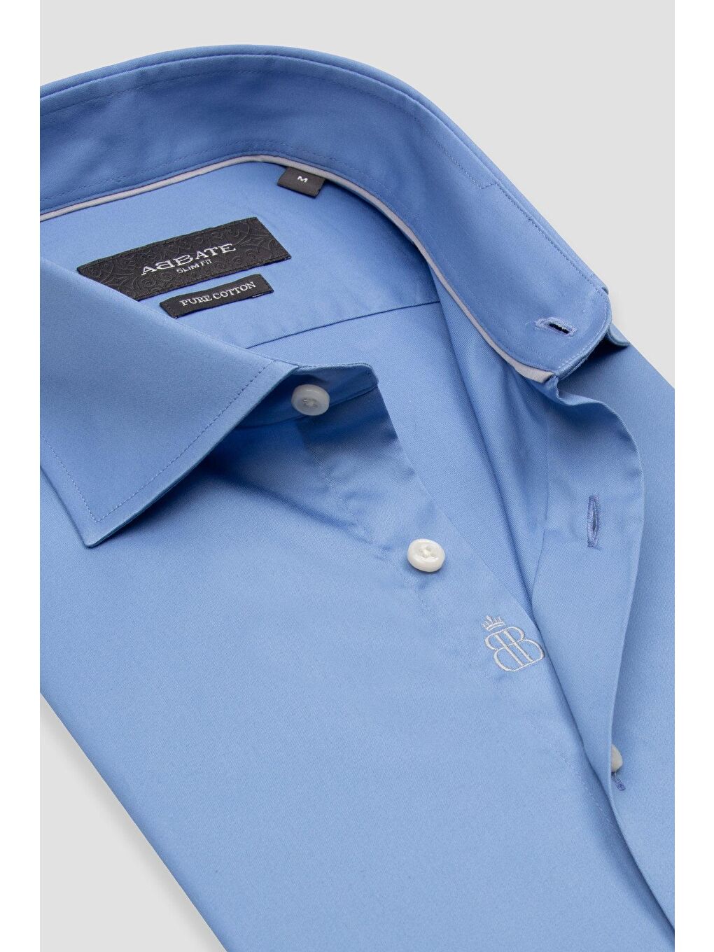 Donatello Saten Pamuklu Slim Fit Koyu Mavi Klasik Yaka Erkek Düz Gömlek-5