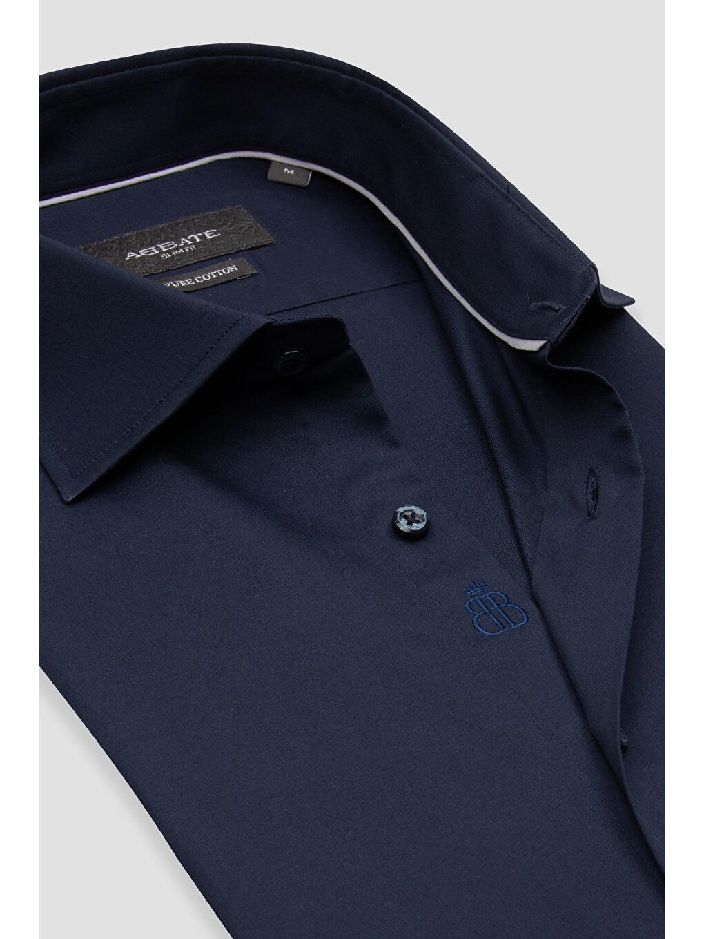 Donatello Saten Pamuklu Slim Fit Lacivert Klasik Yaka Erkek Düz Gömlek-5