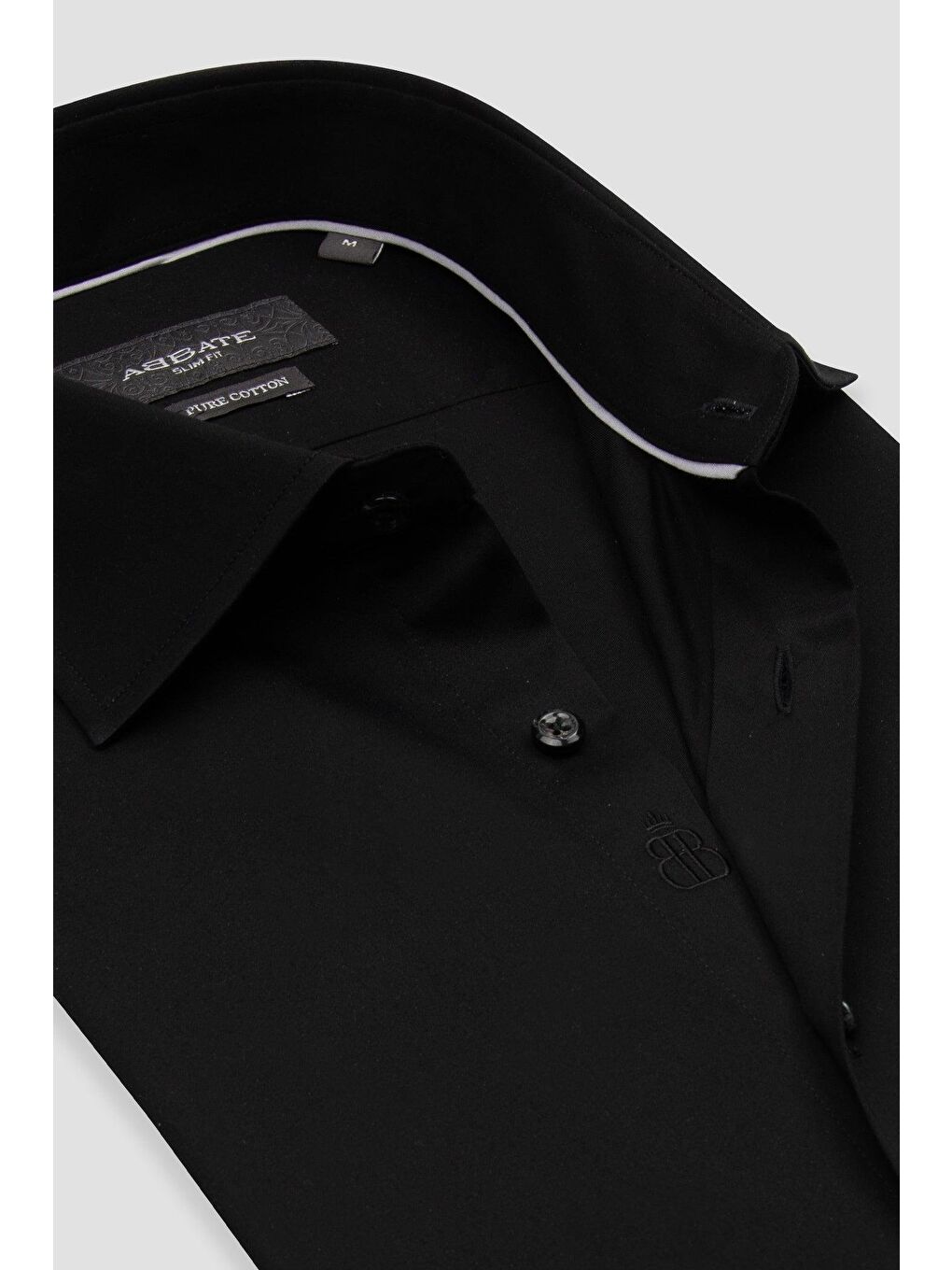 Donatello Saten Pamuklu Slim Fit Siyah Klasik Yaka Erkek Düz Gömlek-5