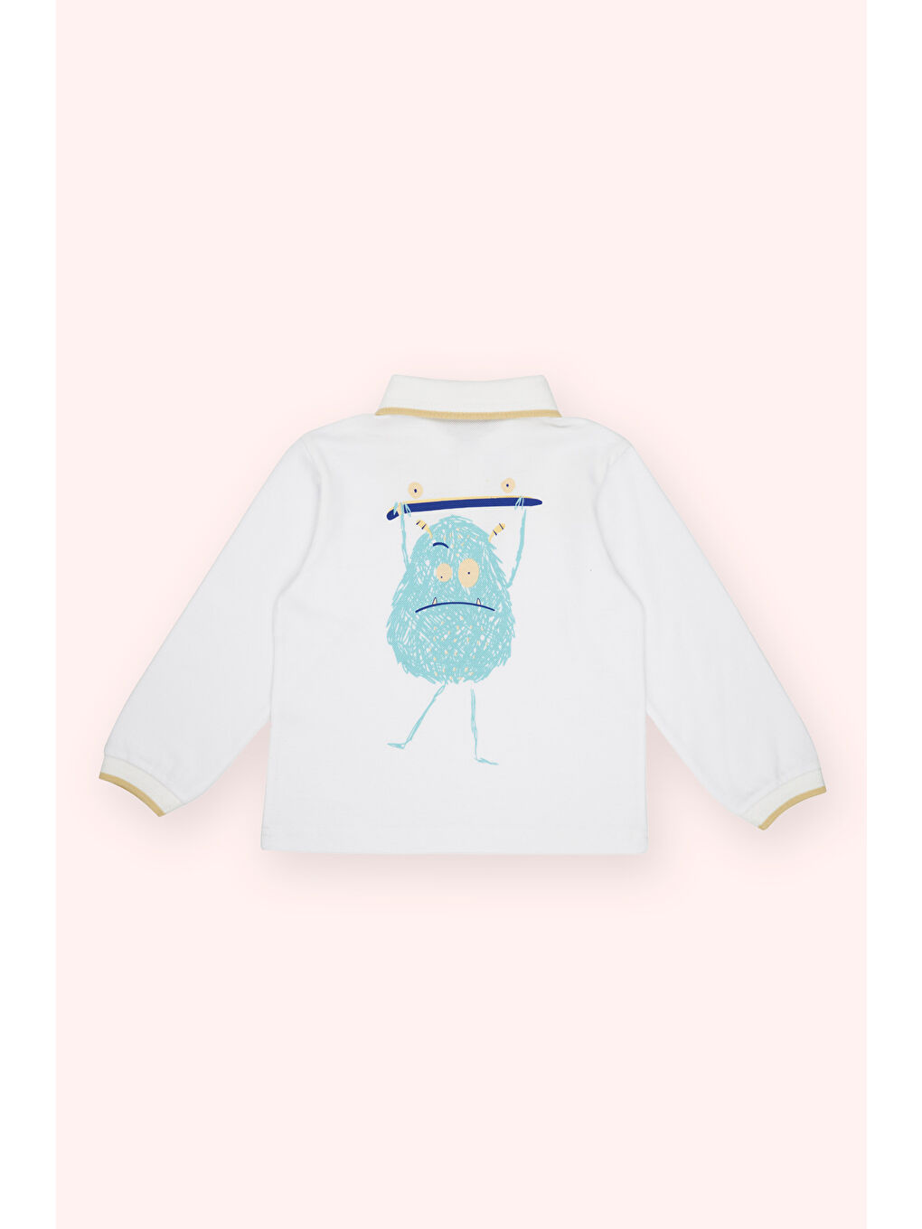 Erkek Çocuk Yakalı Uzun Kollu T-Shirt Beyaz-3