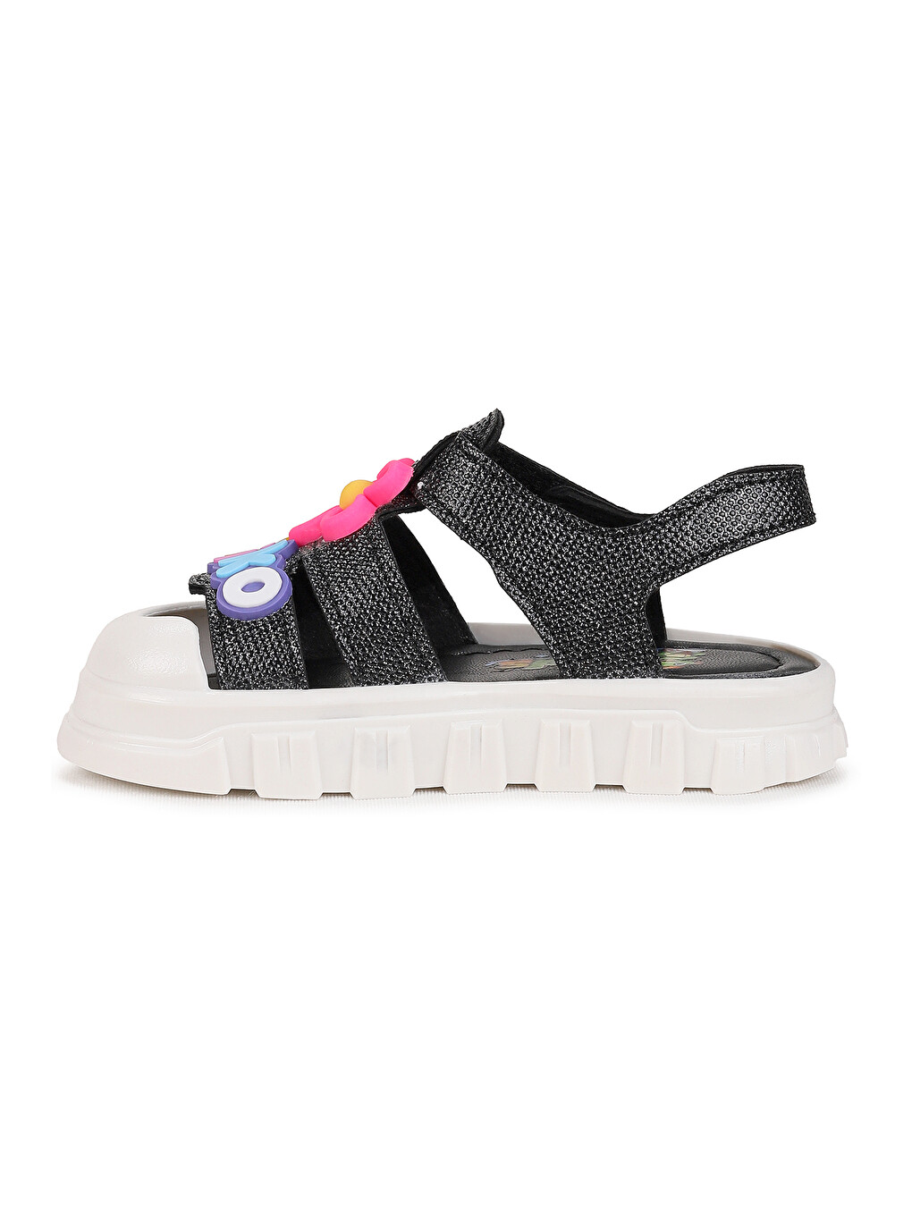 Siyah Jelly Simli Hafif Taban Kız Çocuk Sandalet-5