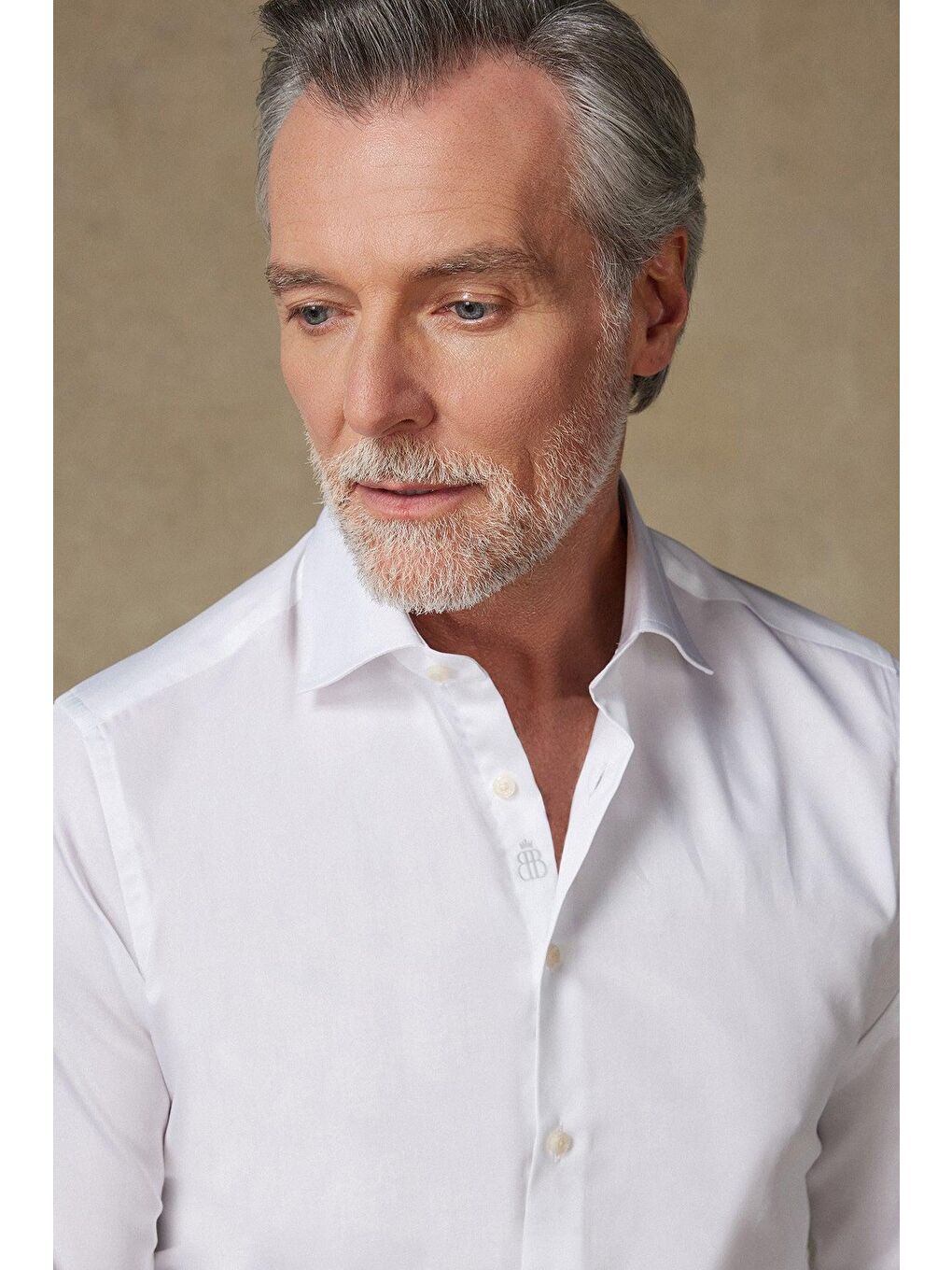 Donatello Saten Pamuklu Slim Fit Beyaz Klasik Yaka Erkek Düz Gömlek-3