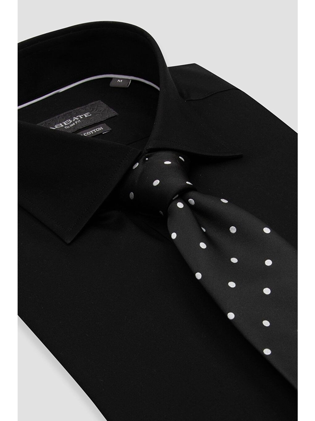 Donatello Saten Pamuklu Slim Fit Siyah Klasik Yaka Erkek Düz Gömlek-6