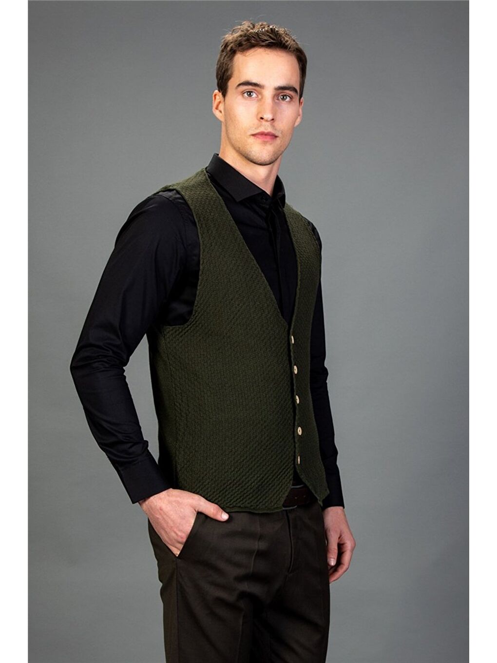 Erkek Haki Yelek-1