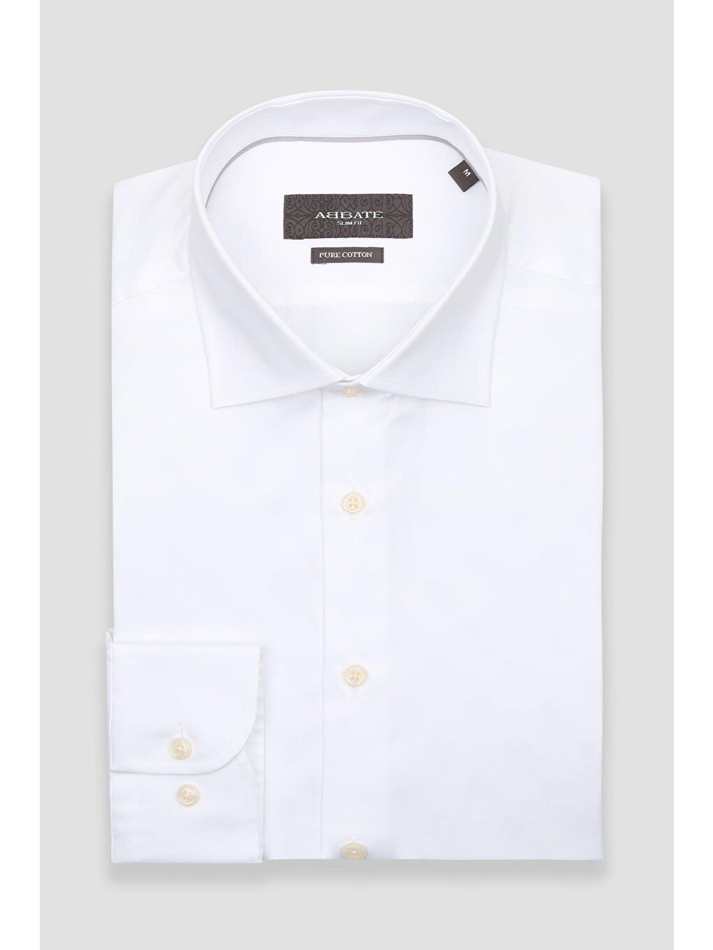 Donatello Saten Pamuklu Slim Fit Beyaz Klasik Yaka Erkek Düz Gömlek-4