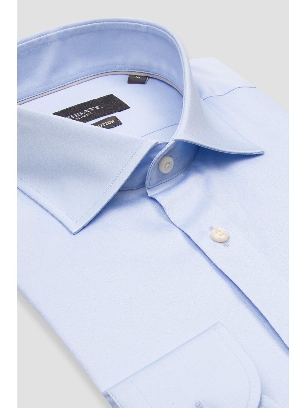 Donatello Saten Pamuklu Slim Fit Açık Mavi Klasik Yaka Erkek Düz Gömlek-1