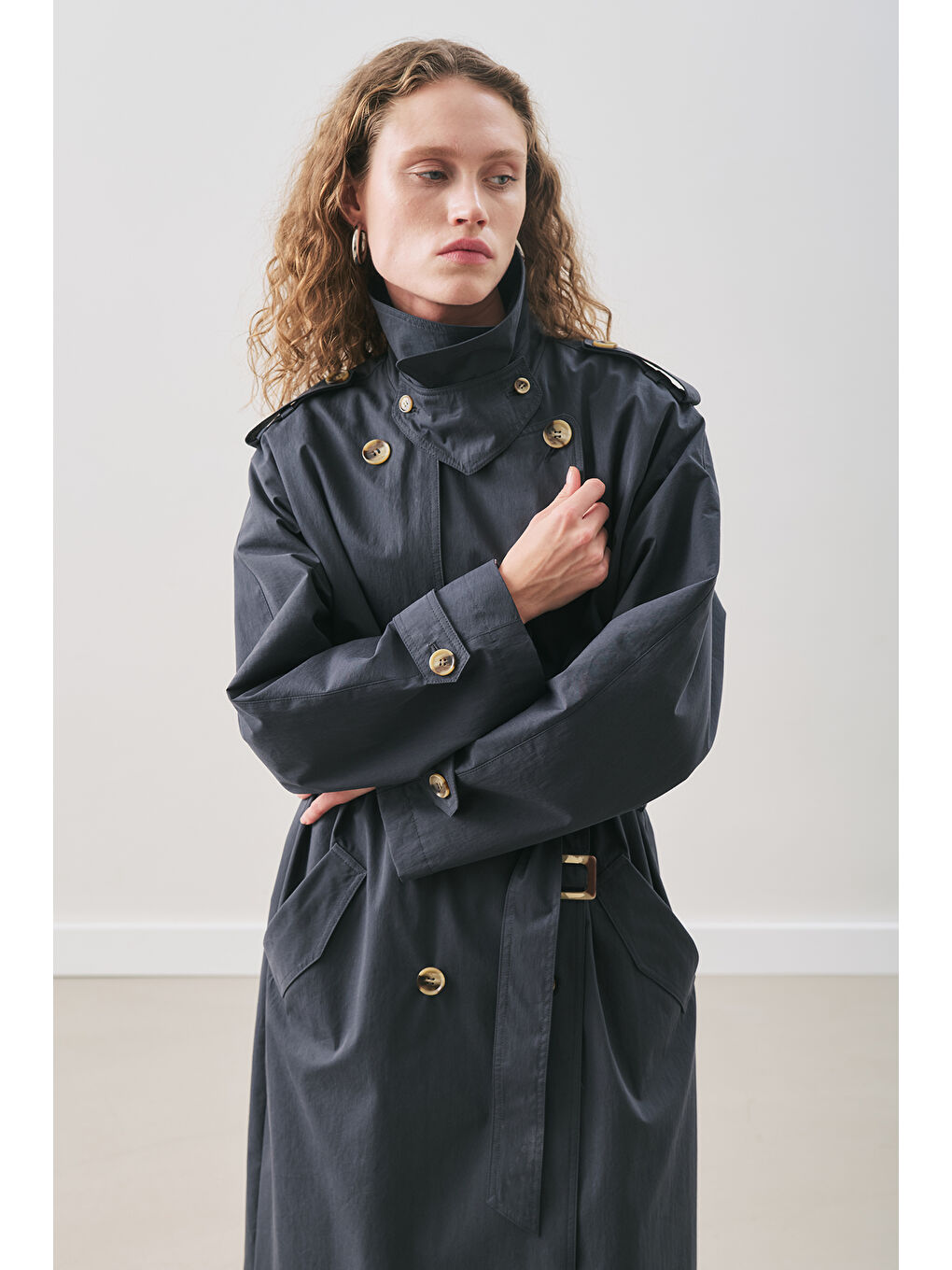 Zurıch Oversıze Trençkot Lacivert-1