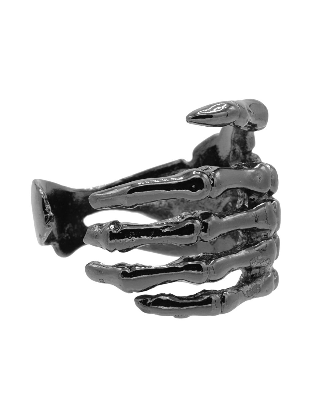 Erkek Metalik Antrasit Lak Kaplama Ayarlanabilir Iskelet Eli Yüzük-1