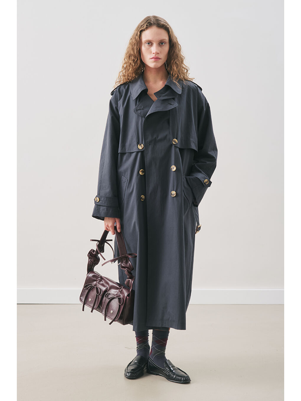 Zurıch Oversıze Trençkot Lacivert-2