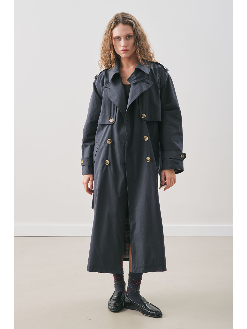 Zurıch Oversıze Trençkot Lacivert-3