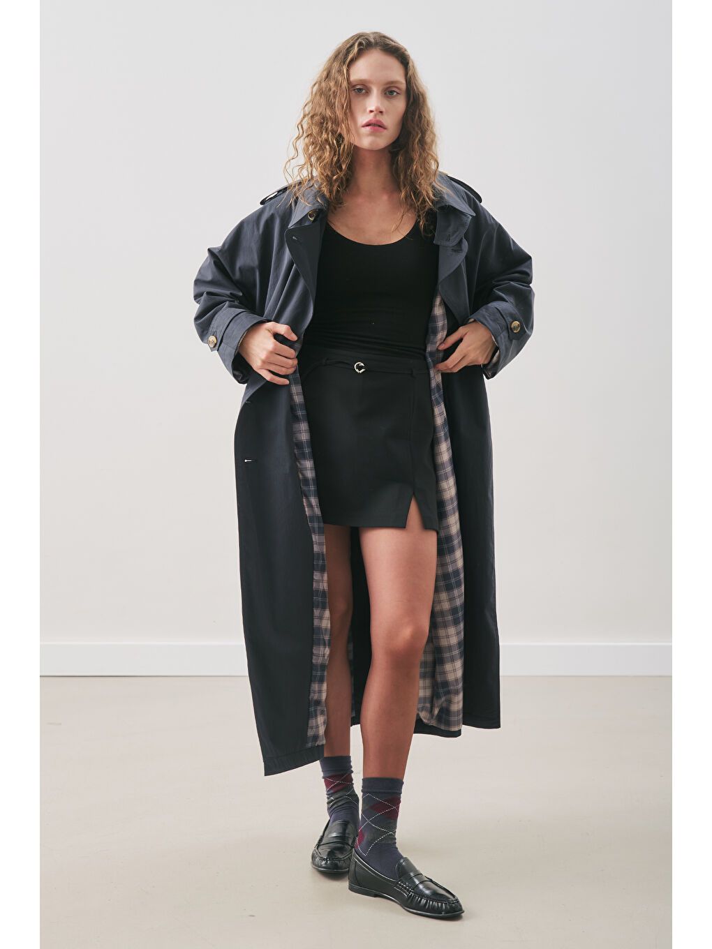 Zurıch Oversıze Trençkot Lacivert-4